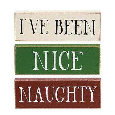 3 Set I've Been Naughty Nice Blocks - The Fox Decor